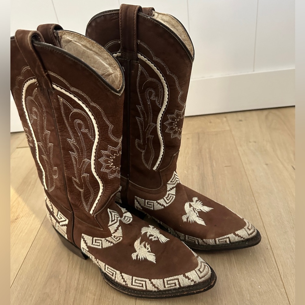 Vintage Brown Leather Cowboy Boots